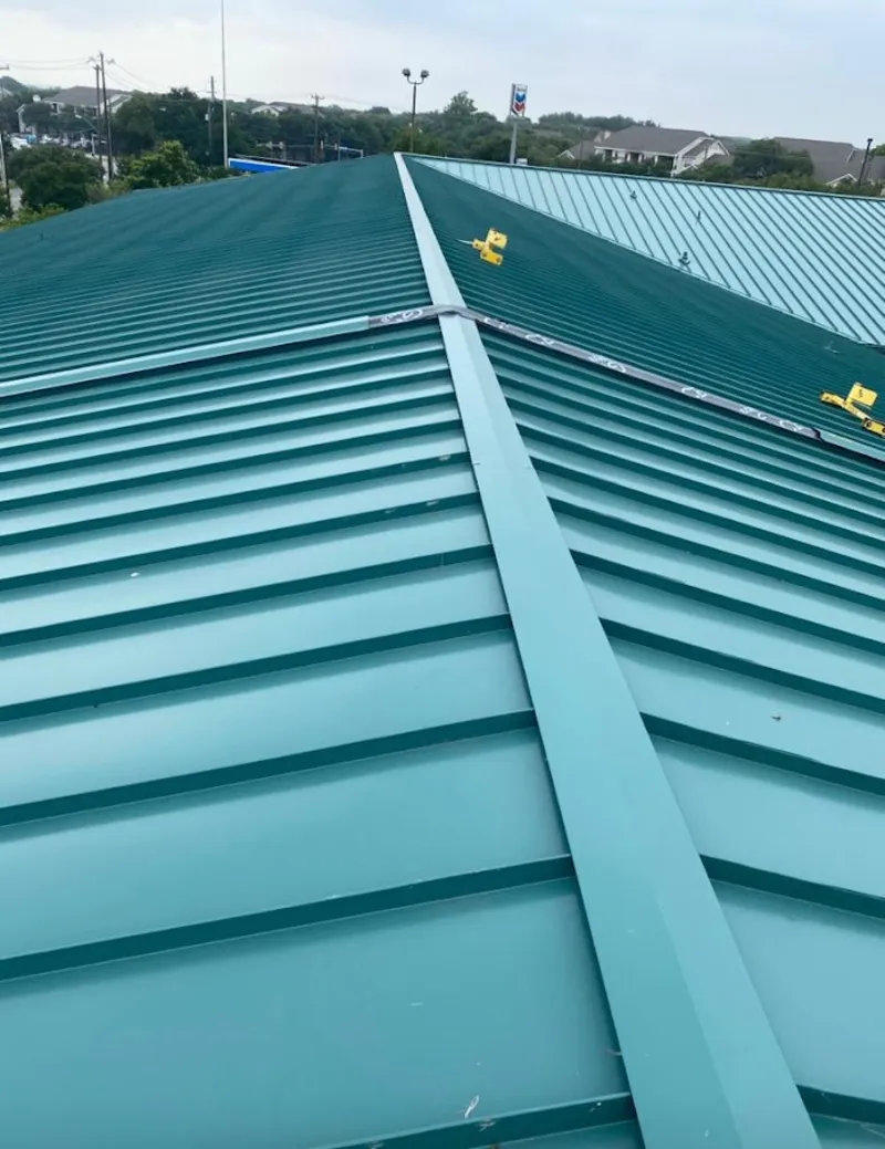 Green commercial metal roof ridge and valley for Metal Roof Repair in Berkeley
